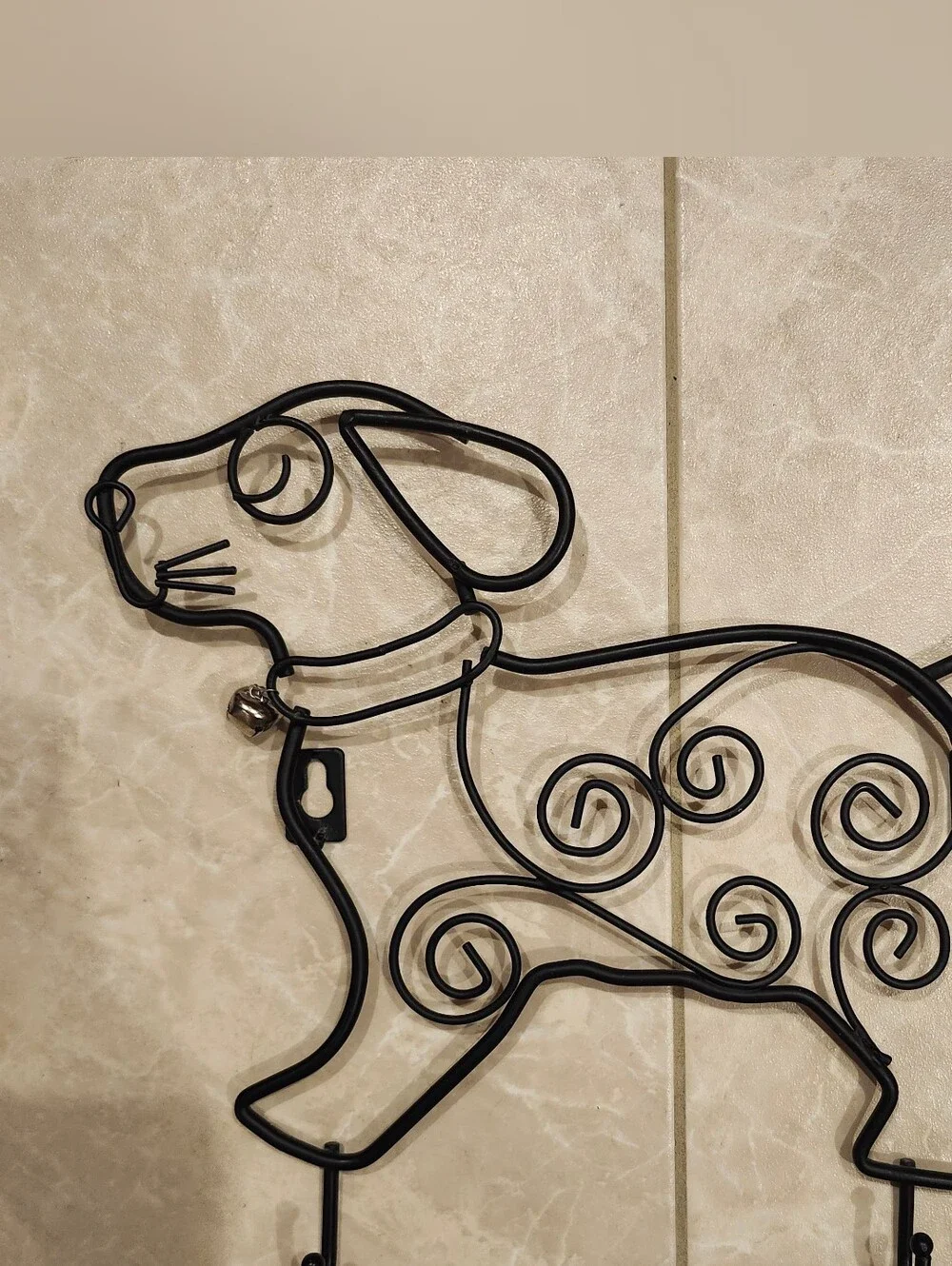 Vintage IKEA Squggly black puppy Leash/Coat/Hat Rack Keyhole home decor